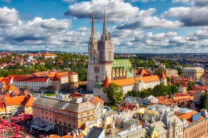 The Zagreb Cathedral, located in Kaptol district just above Ban Jelačić Square, the Cathedral of the Assumption of the Blessed Virgin Mary.