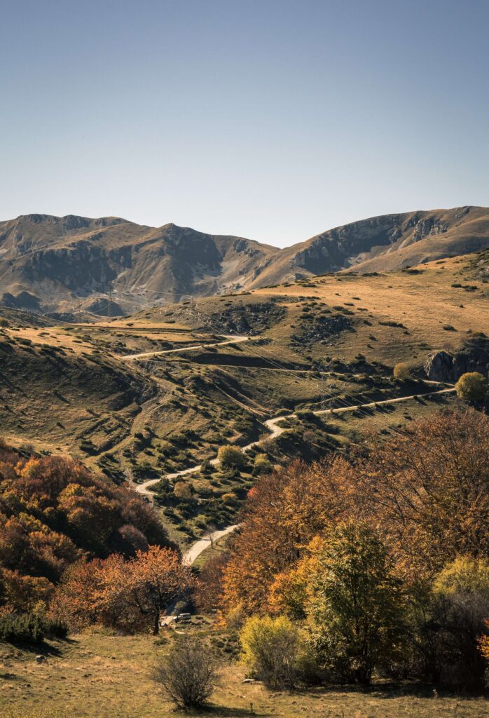 Landscape in autumn in Mavrovo National Park, North Macedonia.